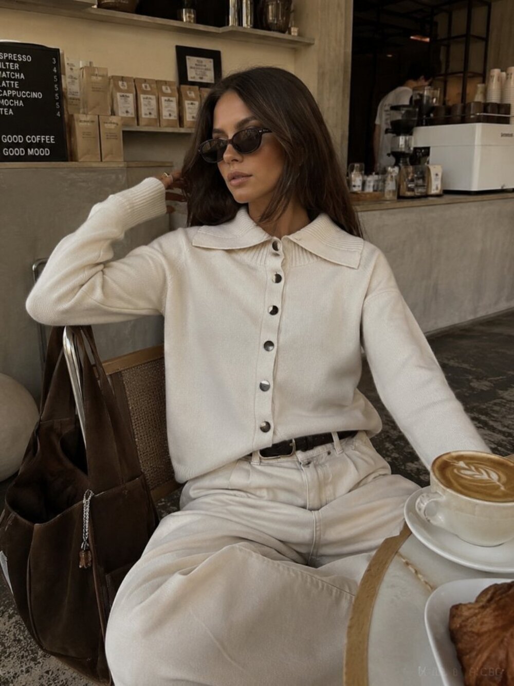 Zara Knit High Neck Collar Gold Button Cardigan Sweater Ecru Cream Size Small